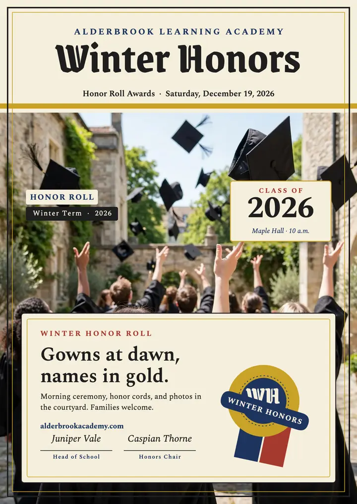 Winter Honors honor roll award flyer template