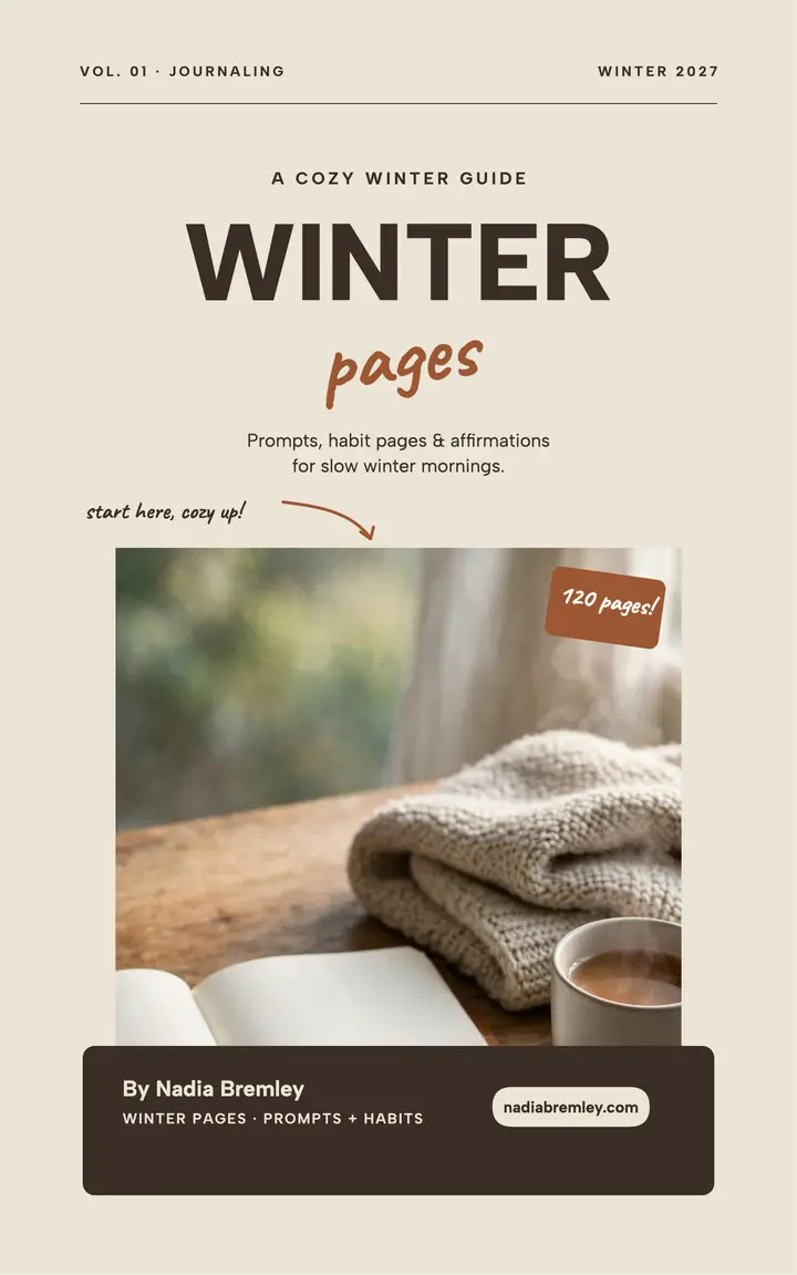 Winter Pages cozy journaling guide cover template