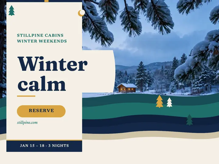 Stillpine winter lake cabin slide template