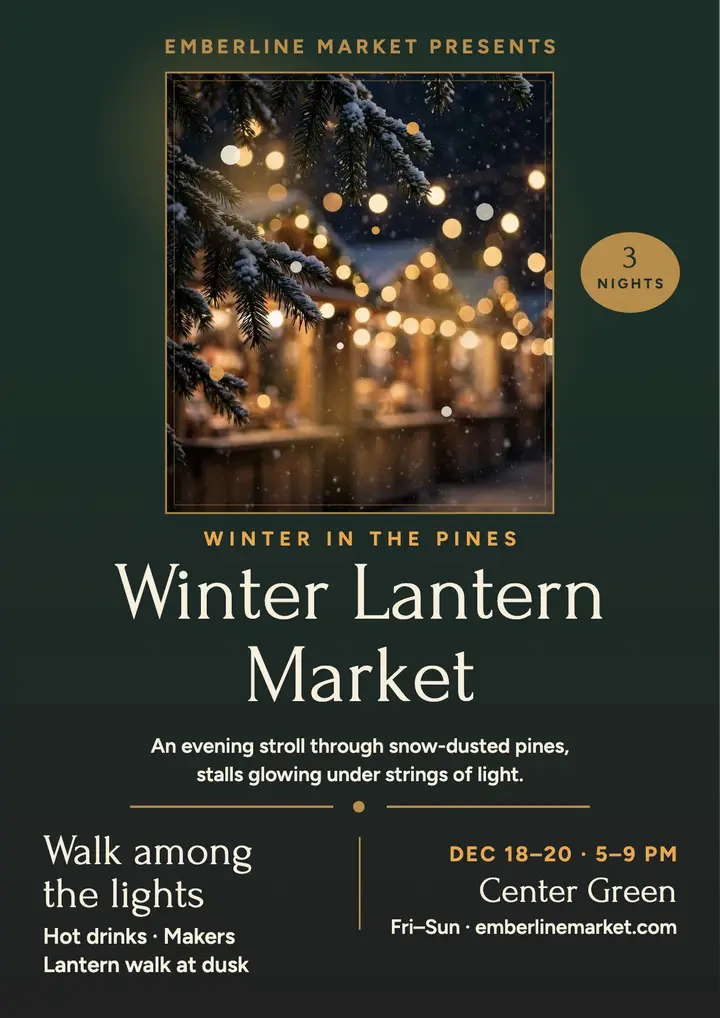 Emberline winter lantern market flyer template