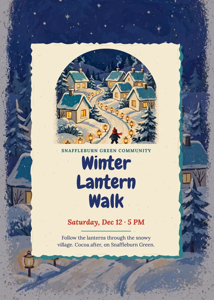 Winter lantern walk invitation, Snaffleburn Green template