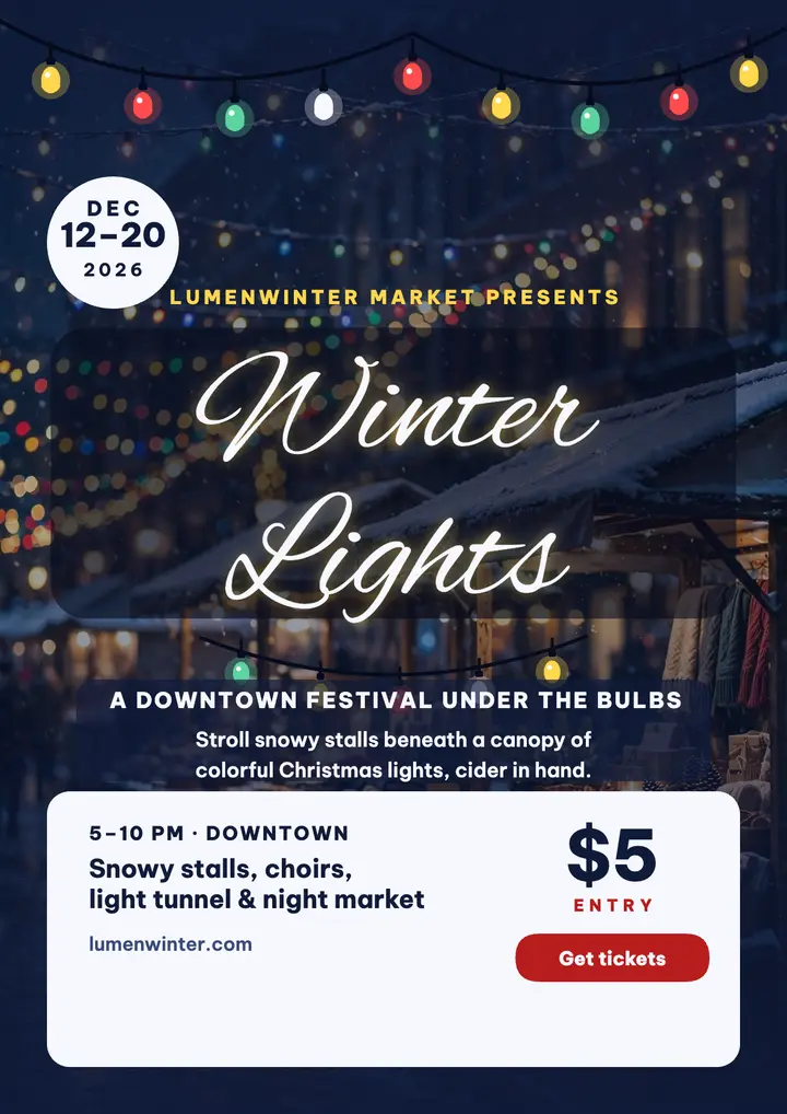 Lumenwinter downtown winter lights flyer template