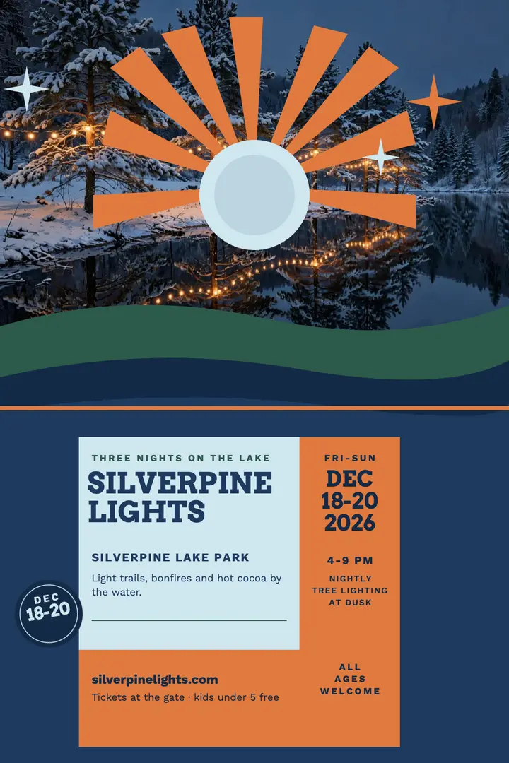 Silverpine Lights winter festival poster template