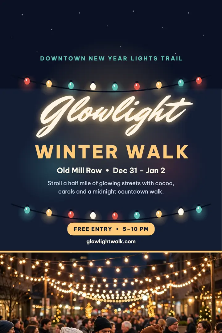 Glowlight Winter Walk poster: winter lights walk poster template