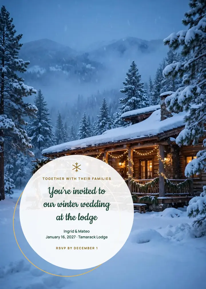 Winter wedding at the lodge template