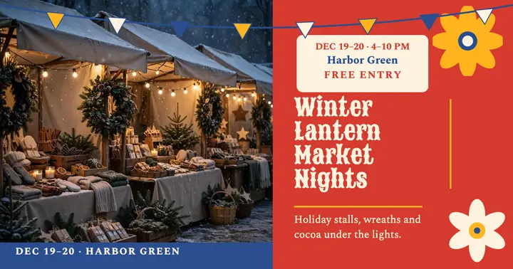 Winter Lantern Market floral night post template