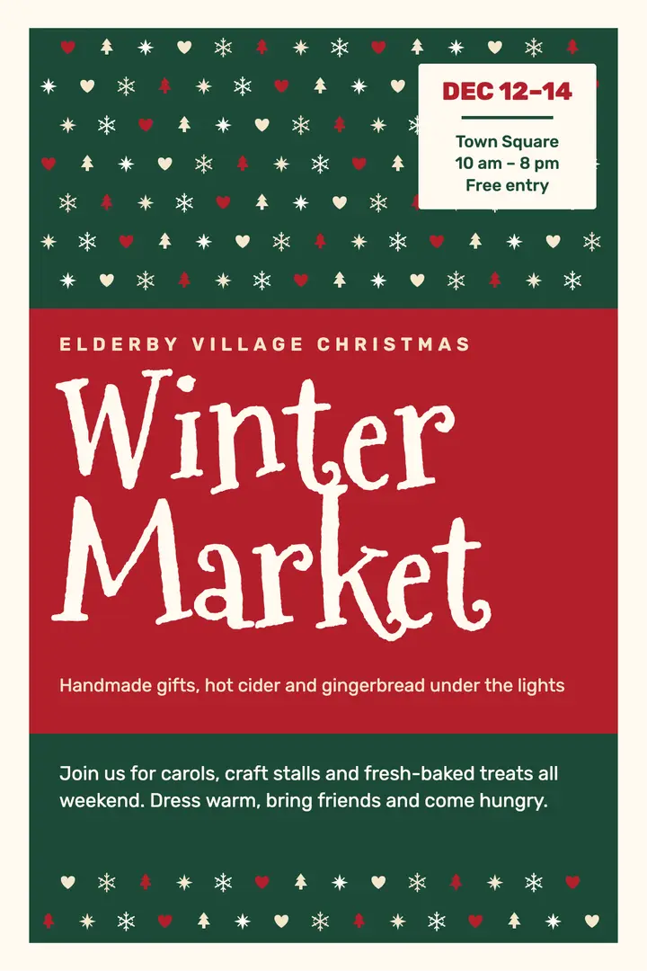 Winter market nordic poster template