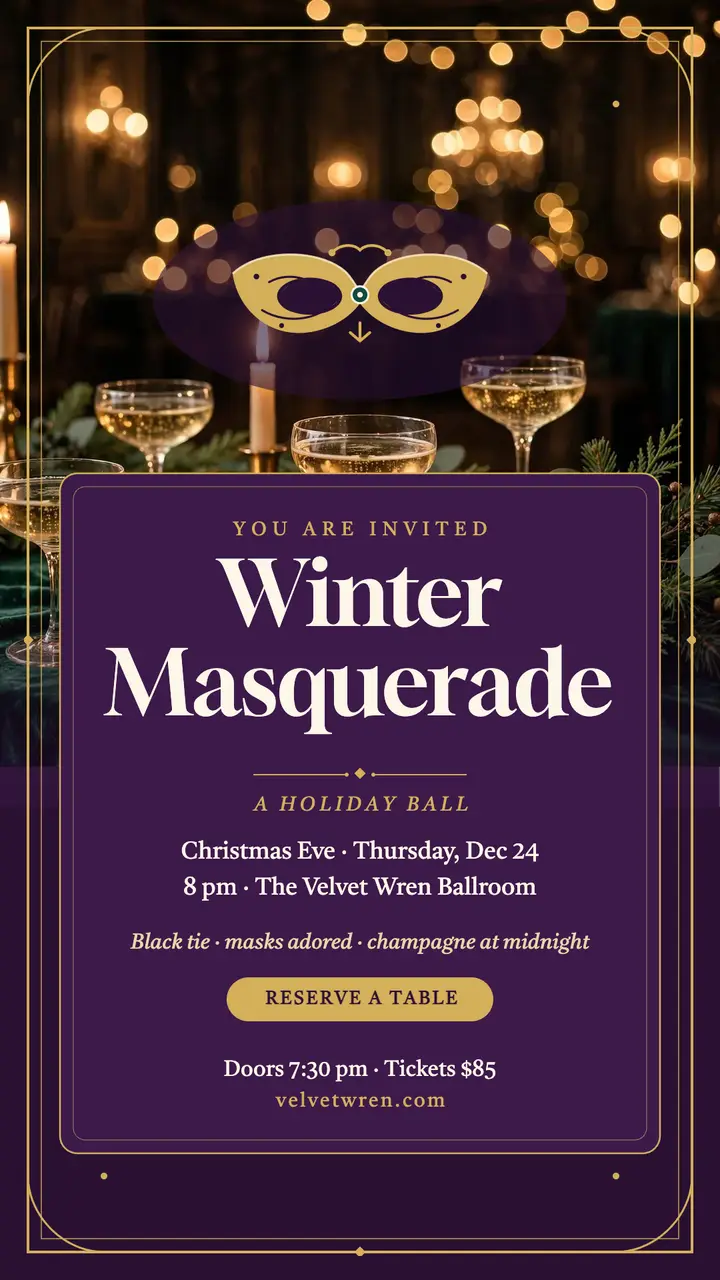 Winter Masquerade ball invite story template