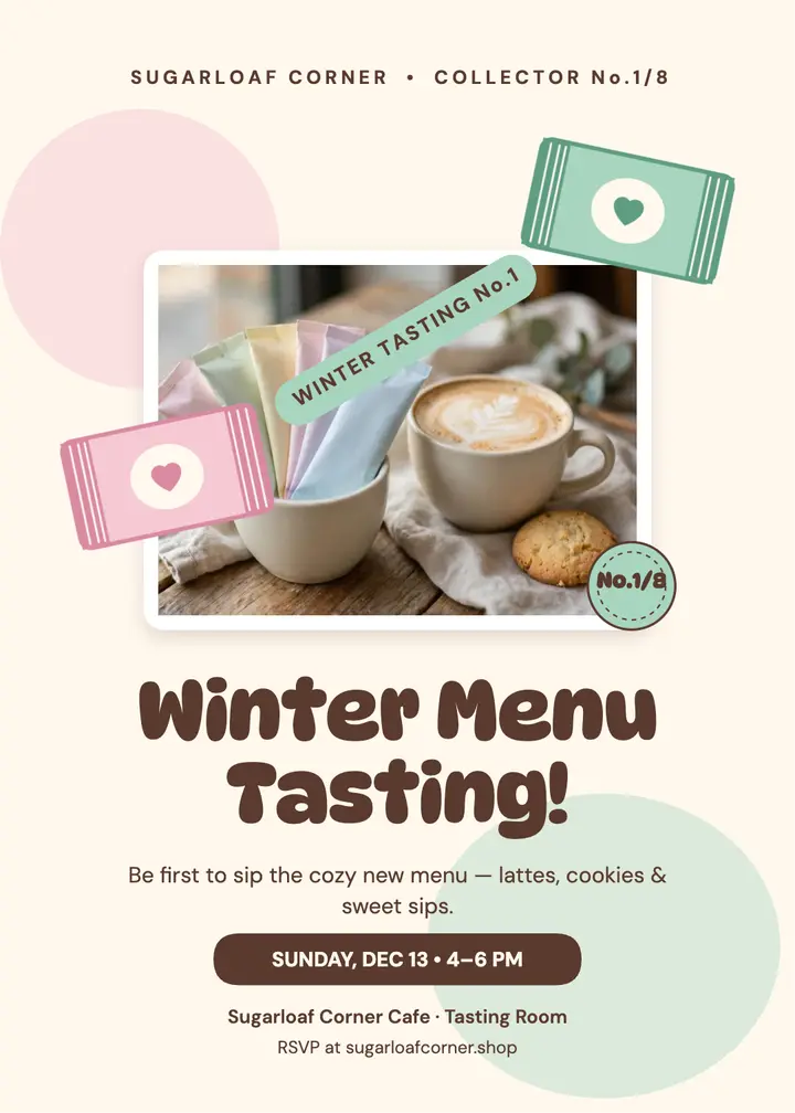 Sugarloaf Corner winter tasting invitation template