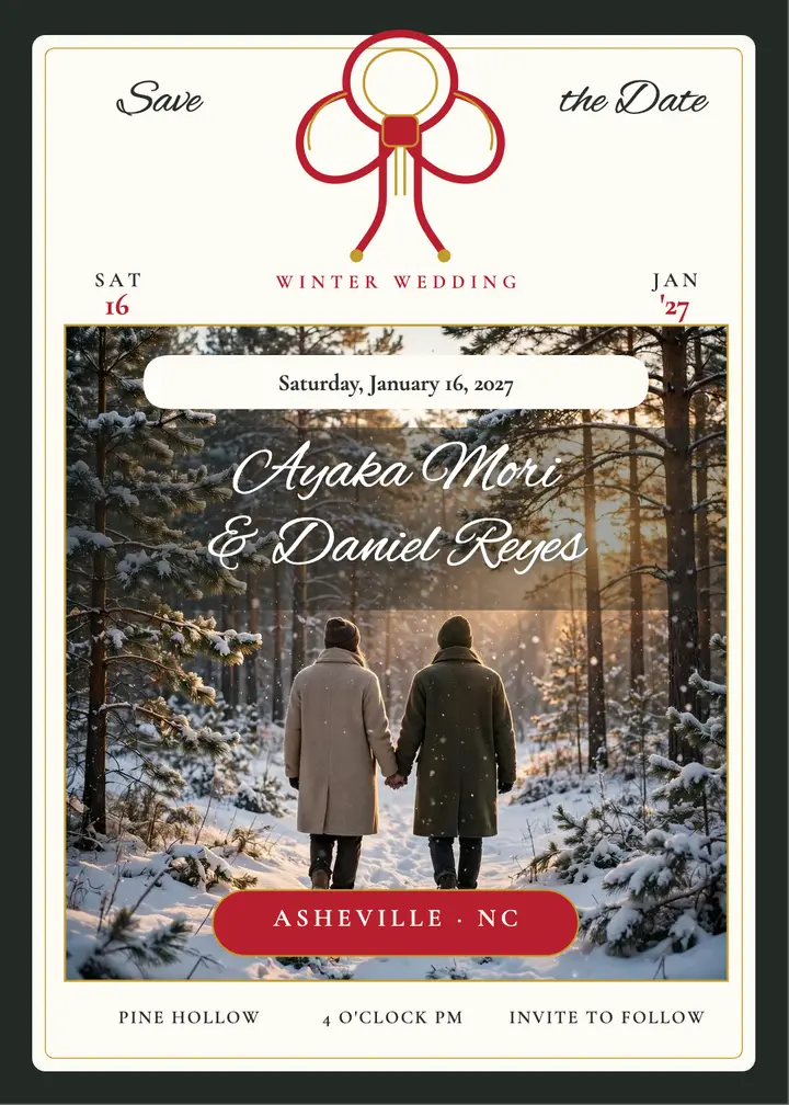 Ayaka and Daniel winter mizuhiki invite template