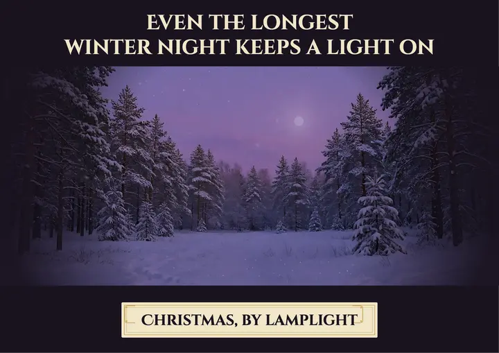 Winter night Christmas quote silhouette card template