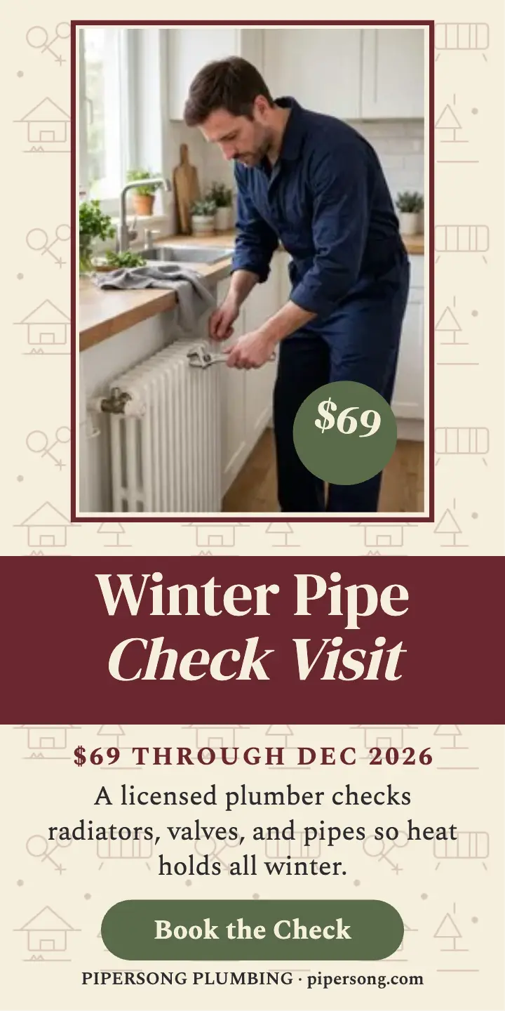 Pipersong winter pipe check half page ad: plumber winter ad template