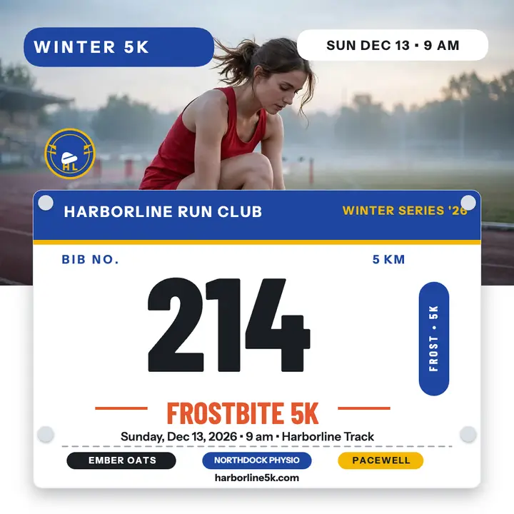 Harborline Frostbite 5K race bib template