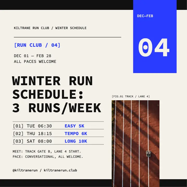 Kiltrane Run Club winter schedule post template