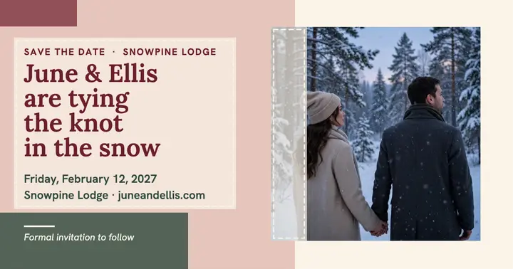 June and Ellis winter save the date: winter save the date post template