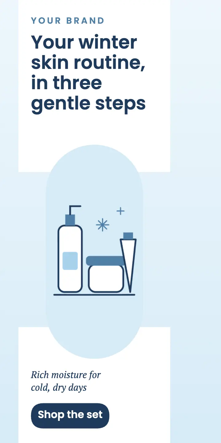 Winter skincare routine half-page ad template