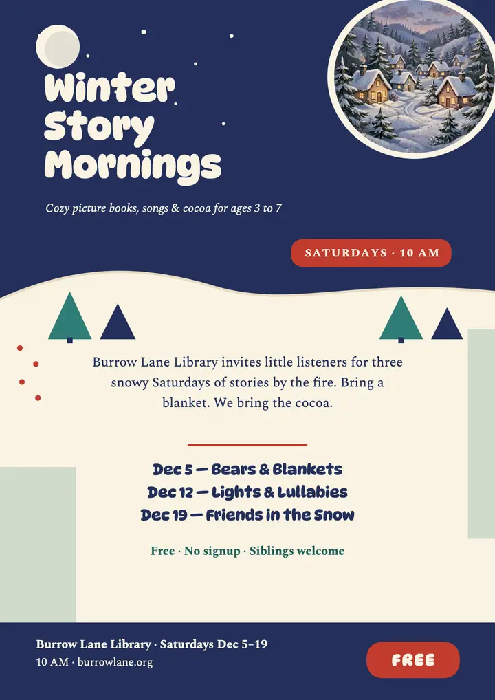Winter Story Mornings library flyer template