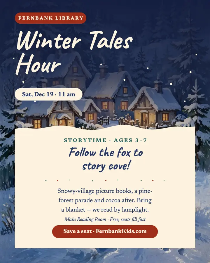 Winter Tales Hour storybook post, Fernbank Library template