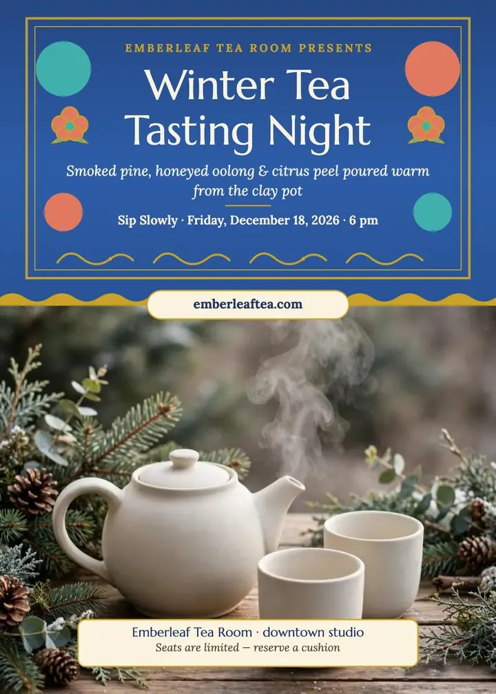 Emberleaf winter tea tasting invitation template