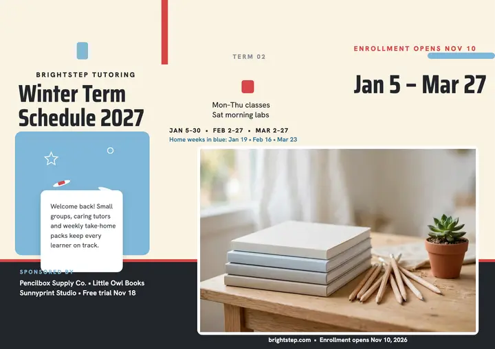 Brightstep winter term schedule card template