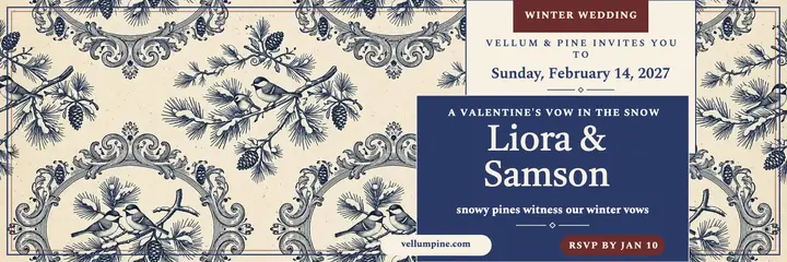 Liora and Samson winter toile wedding header template