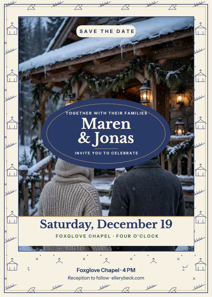 Maren and Jonas winter toile invitation template