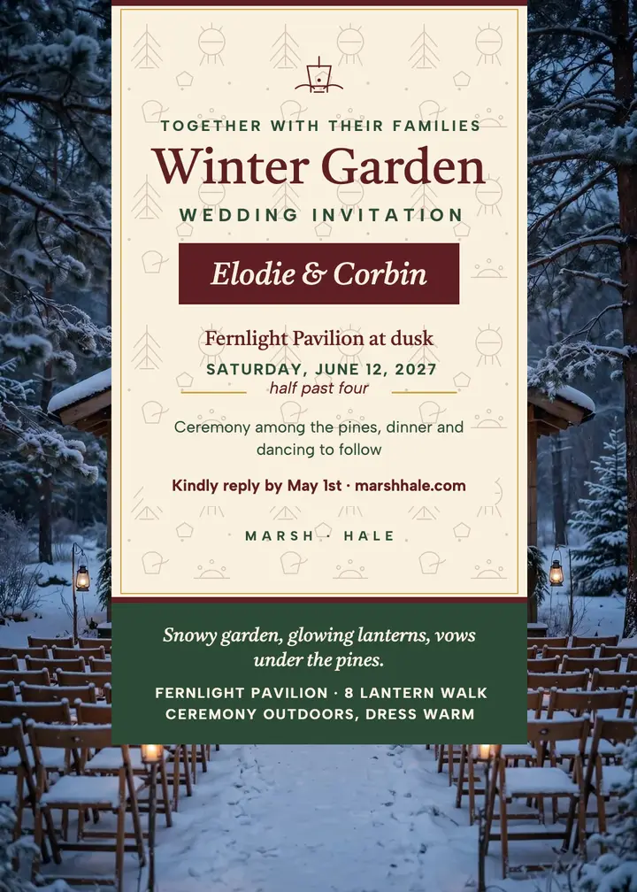 Elodie and Corbin winter toile invite template