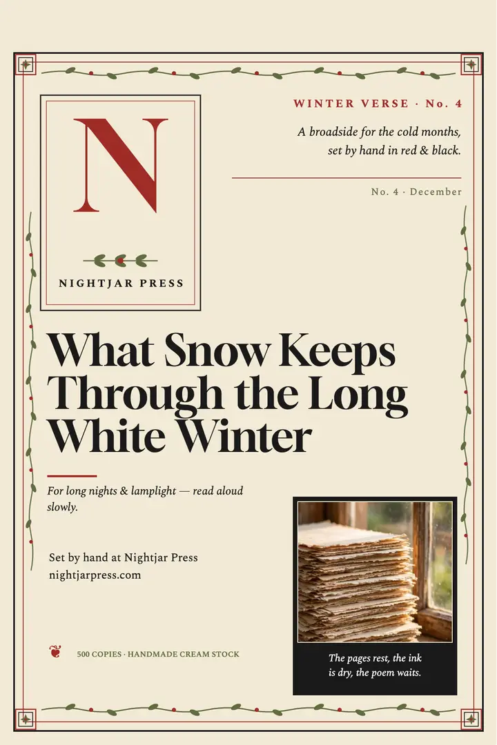 Winter verse private press broadside template