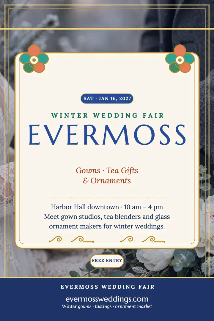 Evermoss winter wedding fair poster: wedding fair poster template