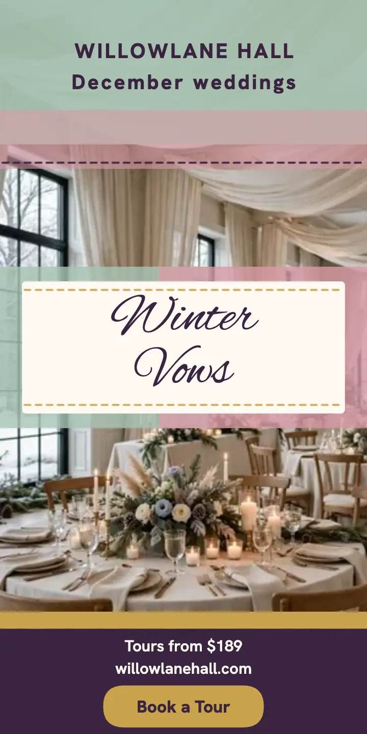 Willowlane Hall winter wedding ad template