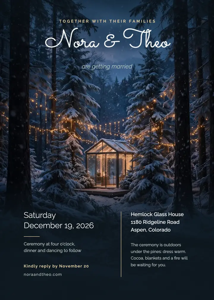 Winter wedding invitation template