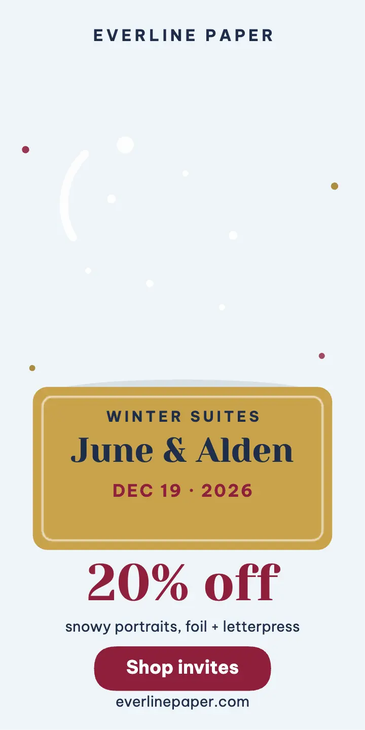 Everline winter wedding snow globe ad: winter wedding invitation ad template