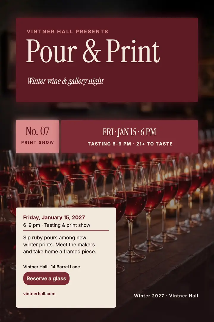 Vintner Hall winter wine gallery poster template