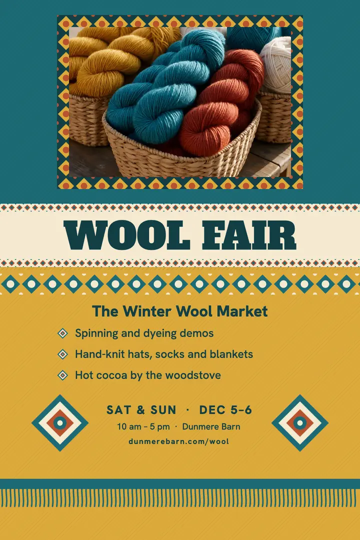 Winter wool fair, woven blanket poster template