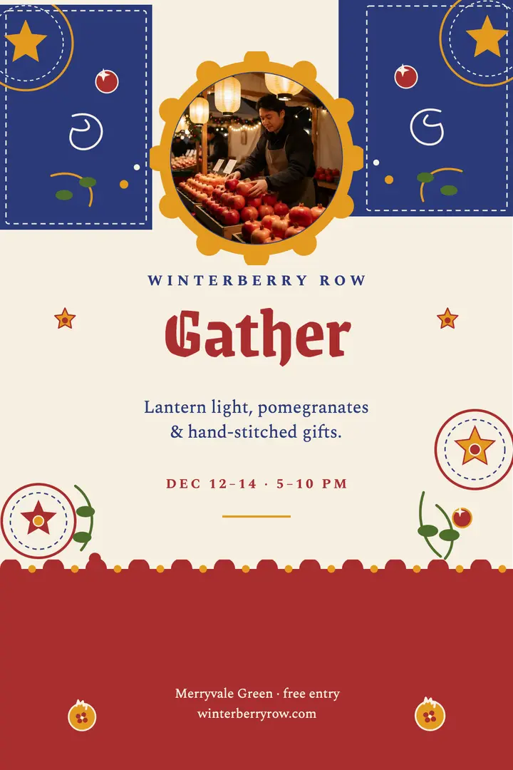 Winterberry Row holiday market poster template