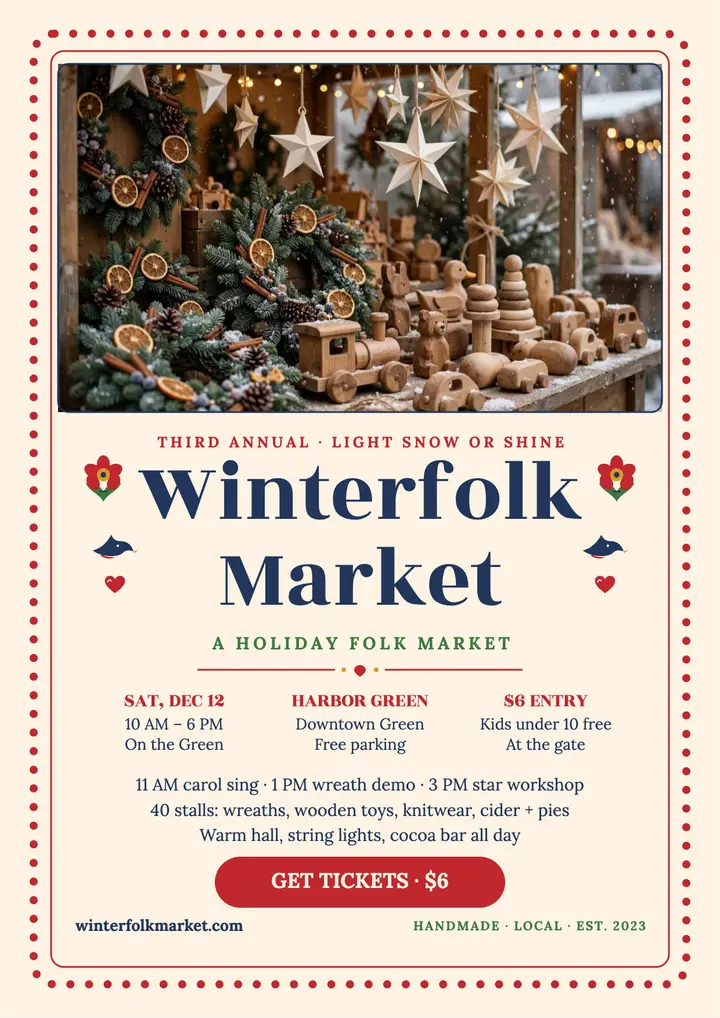 Winterfolk Market holiday flyer template