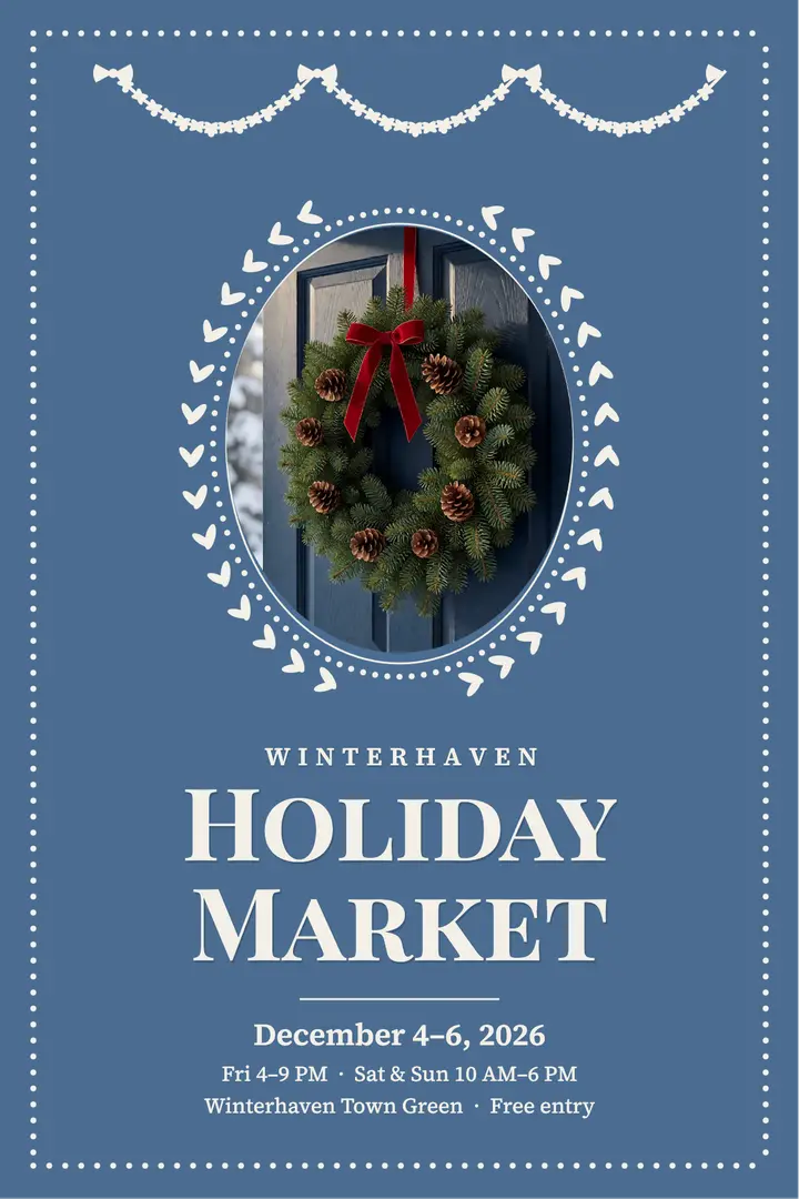 Winterhaven holiday market cameo poster template