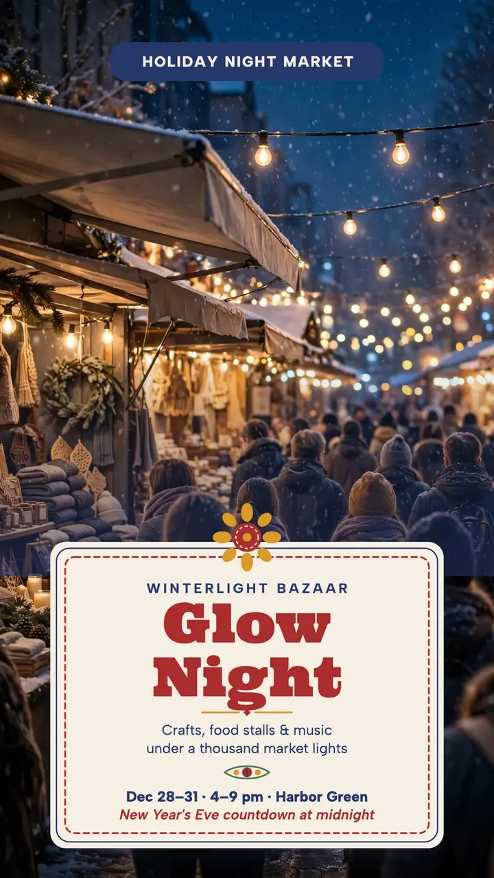Winterlight Bazaar holiday market story: holiday market story template