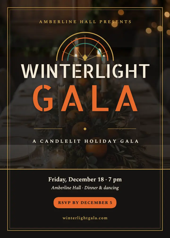 Winterlight Gala holiday invitation: holiday gala invitation template