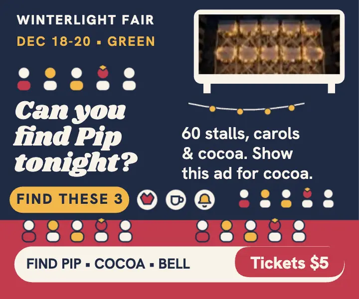 Winterlight Fair seek and find ad template