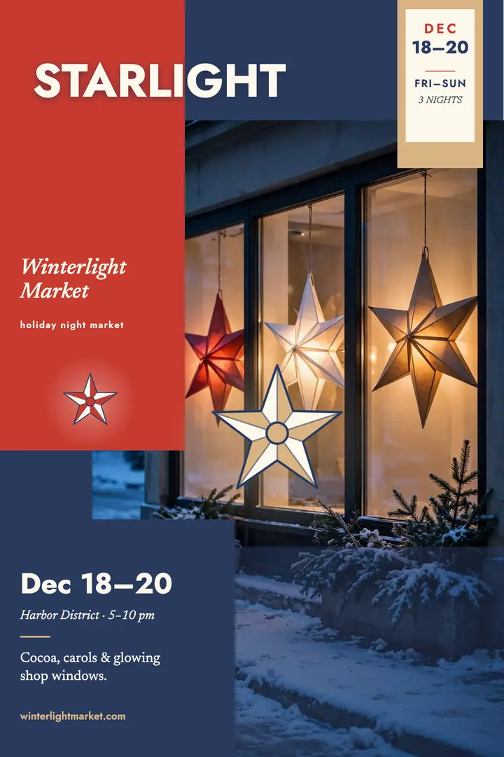Winterlight Market starlit poster template