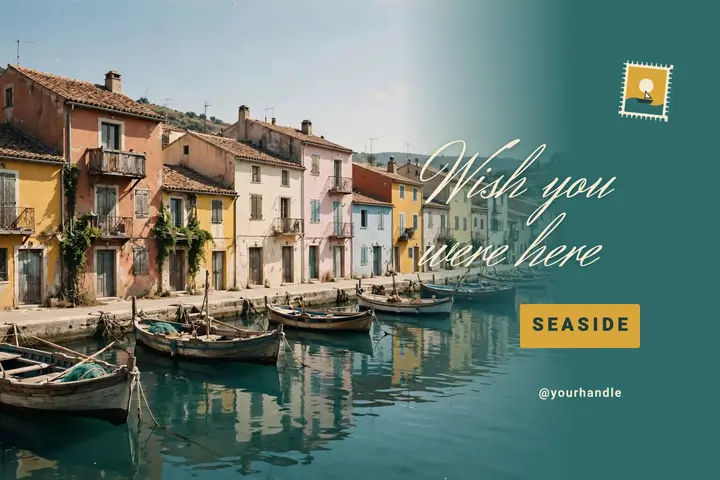 Harbor town vintage postcard template
