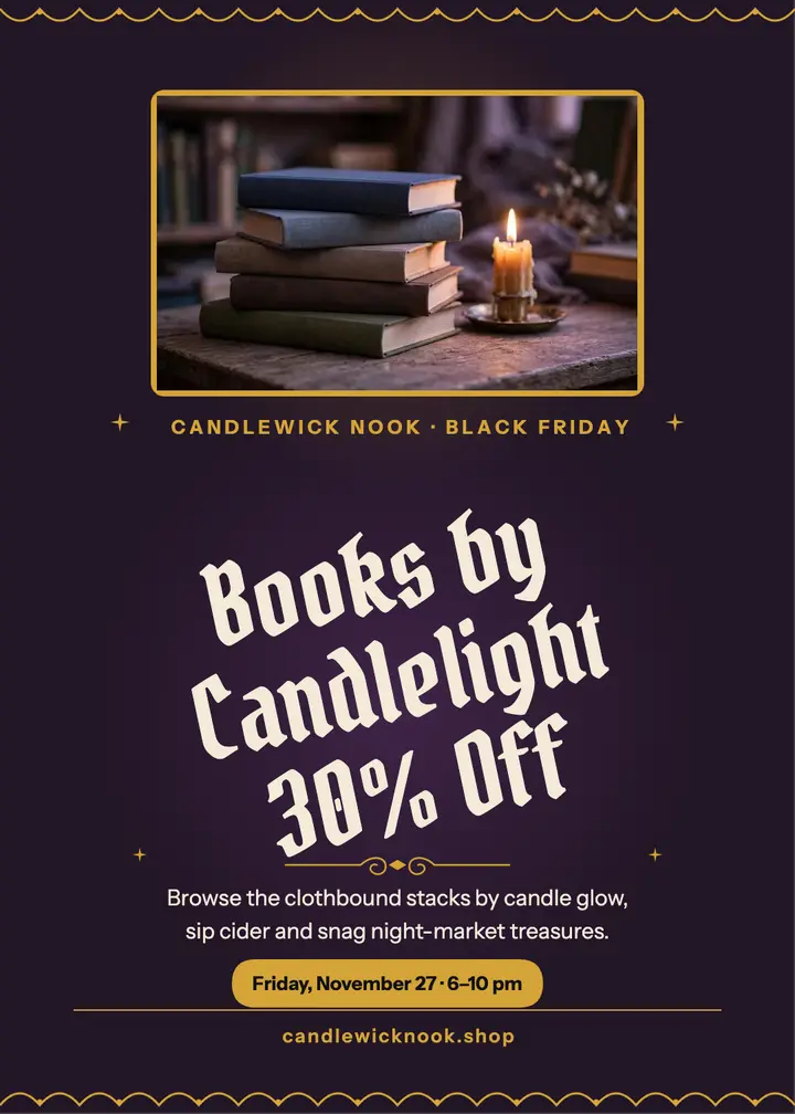 Candlewick Nook witchy sale invitation template