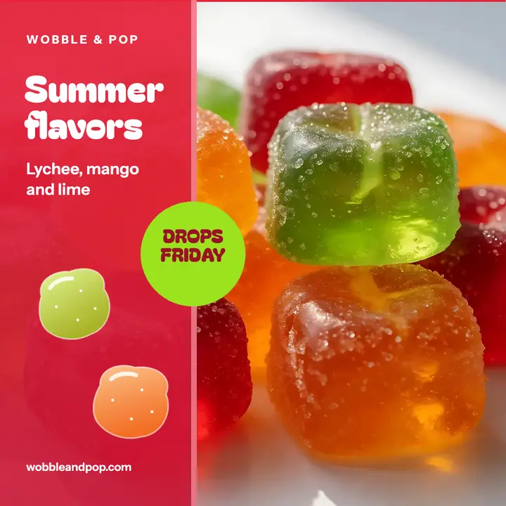 Wobble & Pop new summer flavors post, gummy jelly template