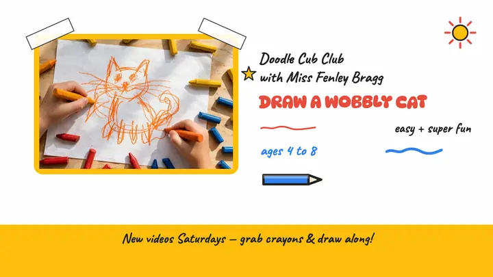 Wobbly cat crayon lesson thumbnail template