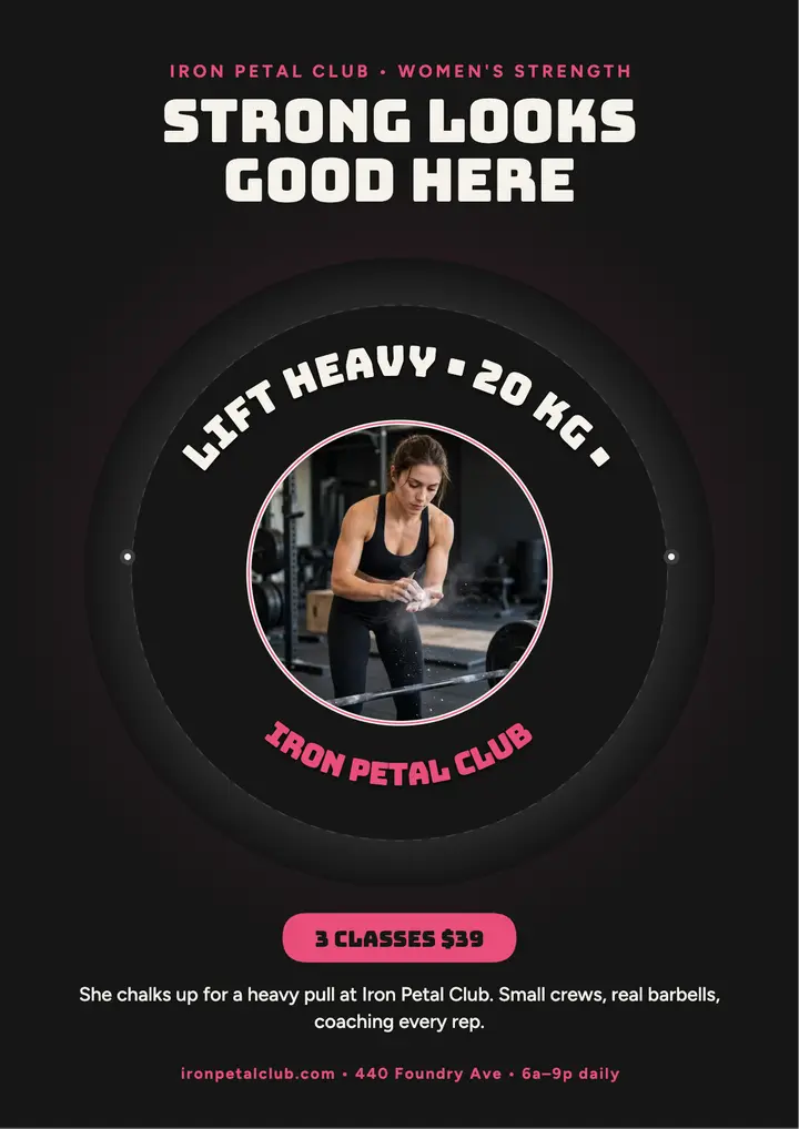 Iron Petal strength club plate flyer template