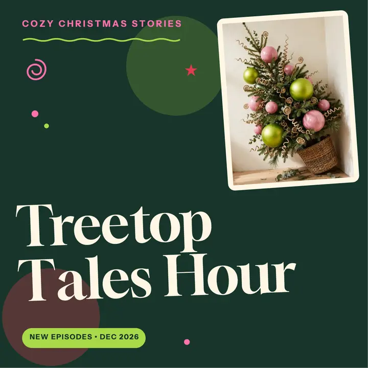 Treetop Tales Hour holiday podcast cover template