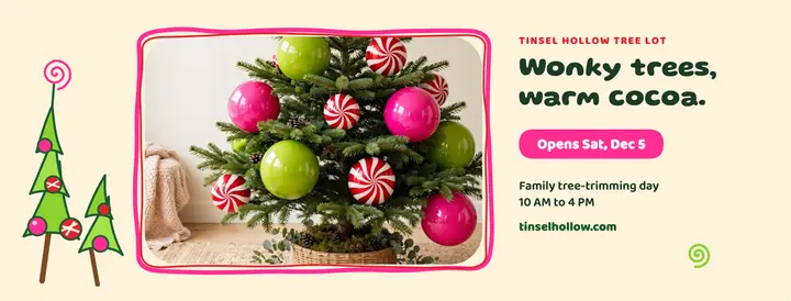 Tinsel Hollow tree lot Facebook cover template