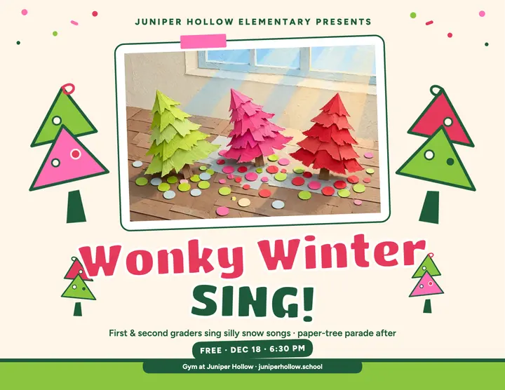 Wonky Winter Sing school concert flyer: winter concert flyer template