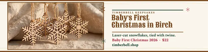 Timberbell wood ornaments holiday banner template
